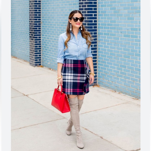 J Crew Plaid Wool Ruffle Houndstooth Skirt 10 - Picture 3 of 10